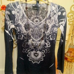 Daytrip Navy and White Long Sleeve Top